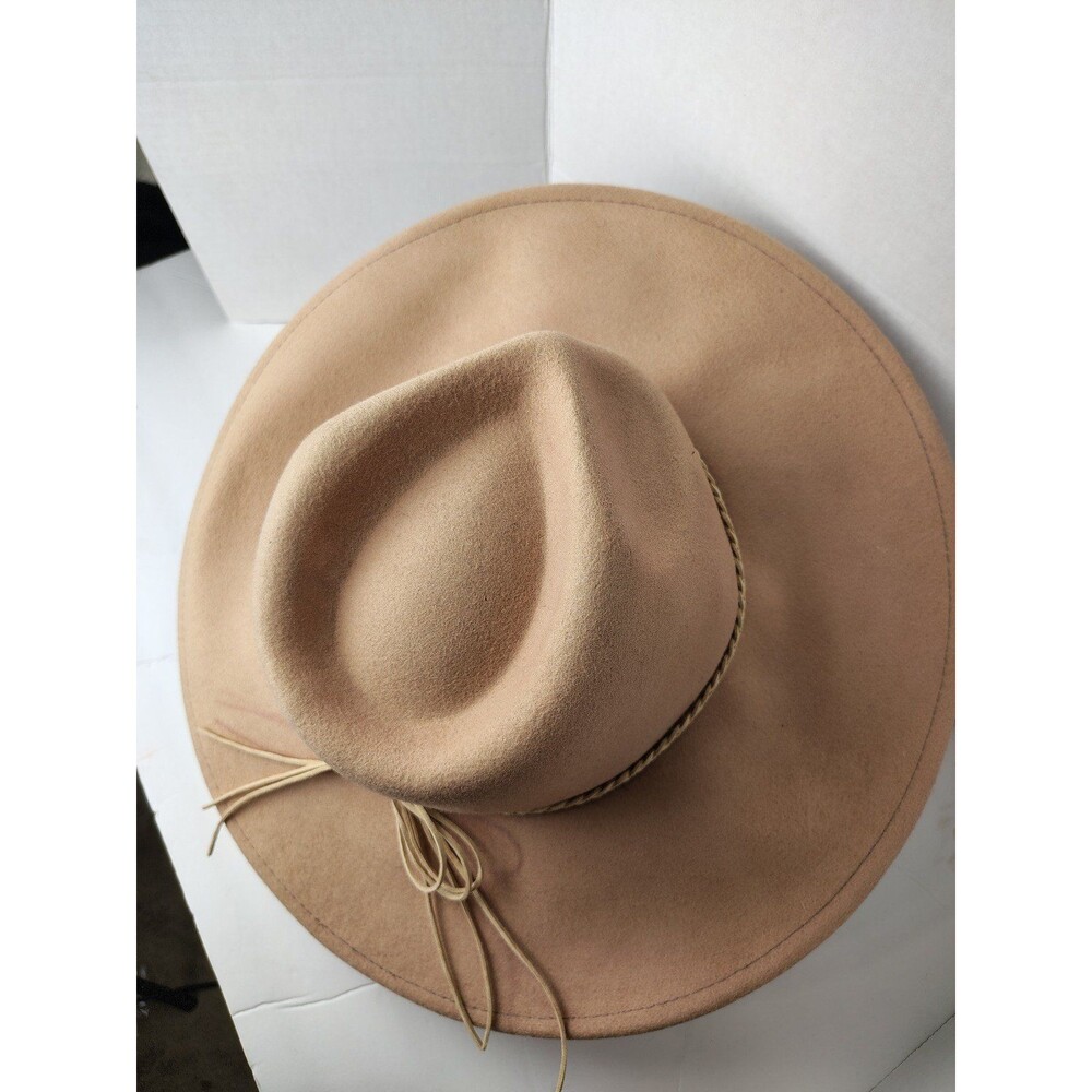 Wool Altar'd State Cowgirl Hat with Leather braided trim Pale Pink Cowgirlcore